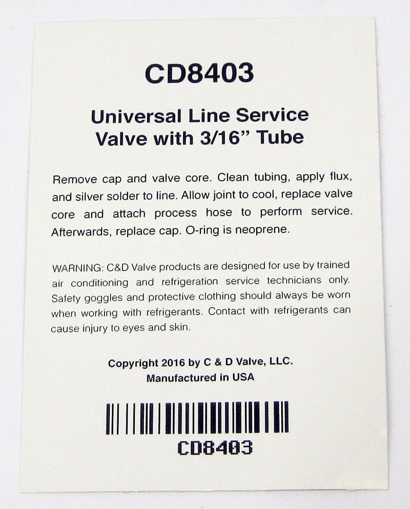 C&D Valve C&D Copper Tube Access Valve 3/16 CD8403 Package of 6 - Image 2